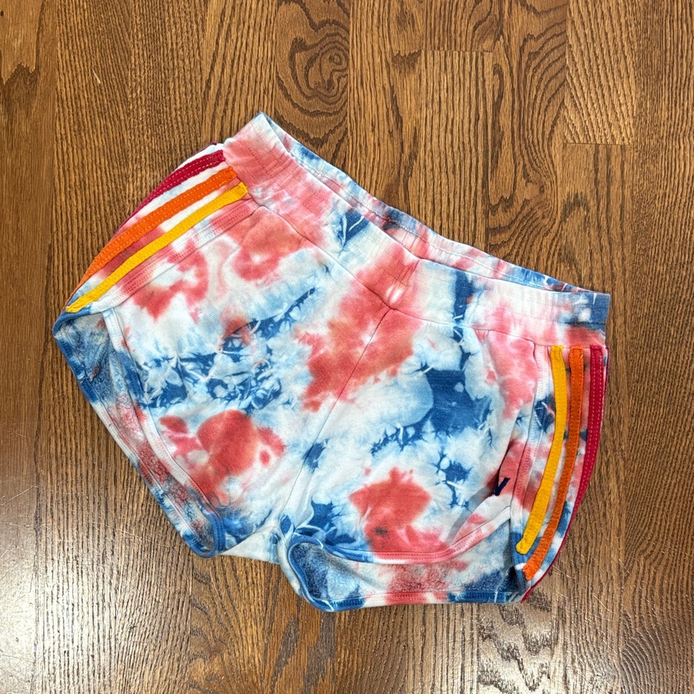 Aviator Nation Red and Blue Tie-Dye Athletic Shorts